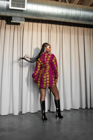 WUNMI African Print Shirt Mini Dress
