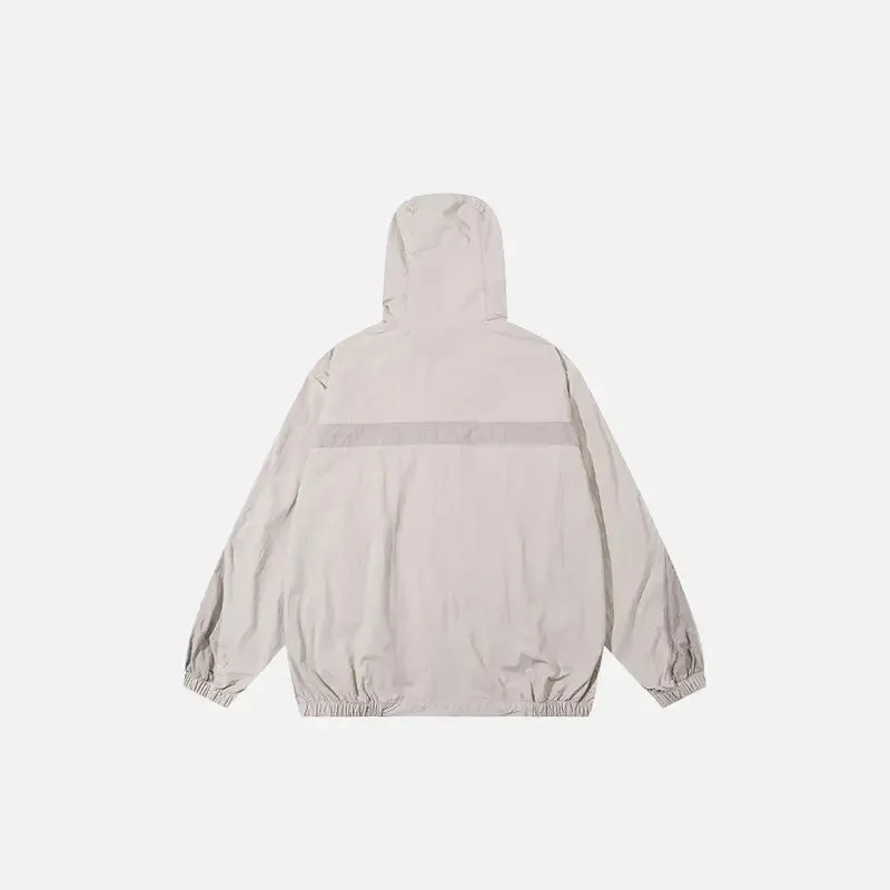 Y2K Oversized Windbreaker Jacket with Patchwork and Zip Closure