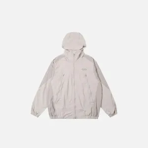 Y2K Oversized Windbreaker Jacket with Patchwork and Zip Closure