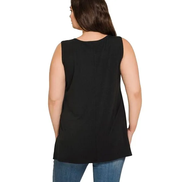 Zenana Bright Blue Sleeveless Side Split Tank Top RT8187