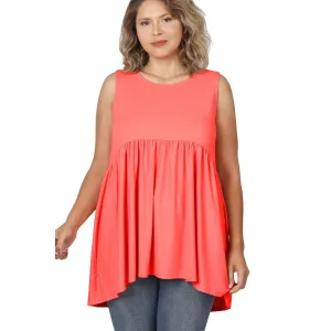 Zenana Deep Coral Sleeveless Empire Waist Top - PT3145