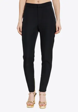 Zipped Slim-Fit Grain De Poudre Pants