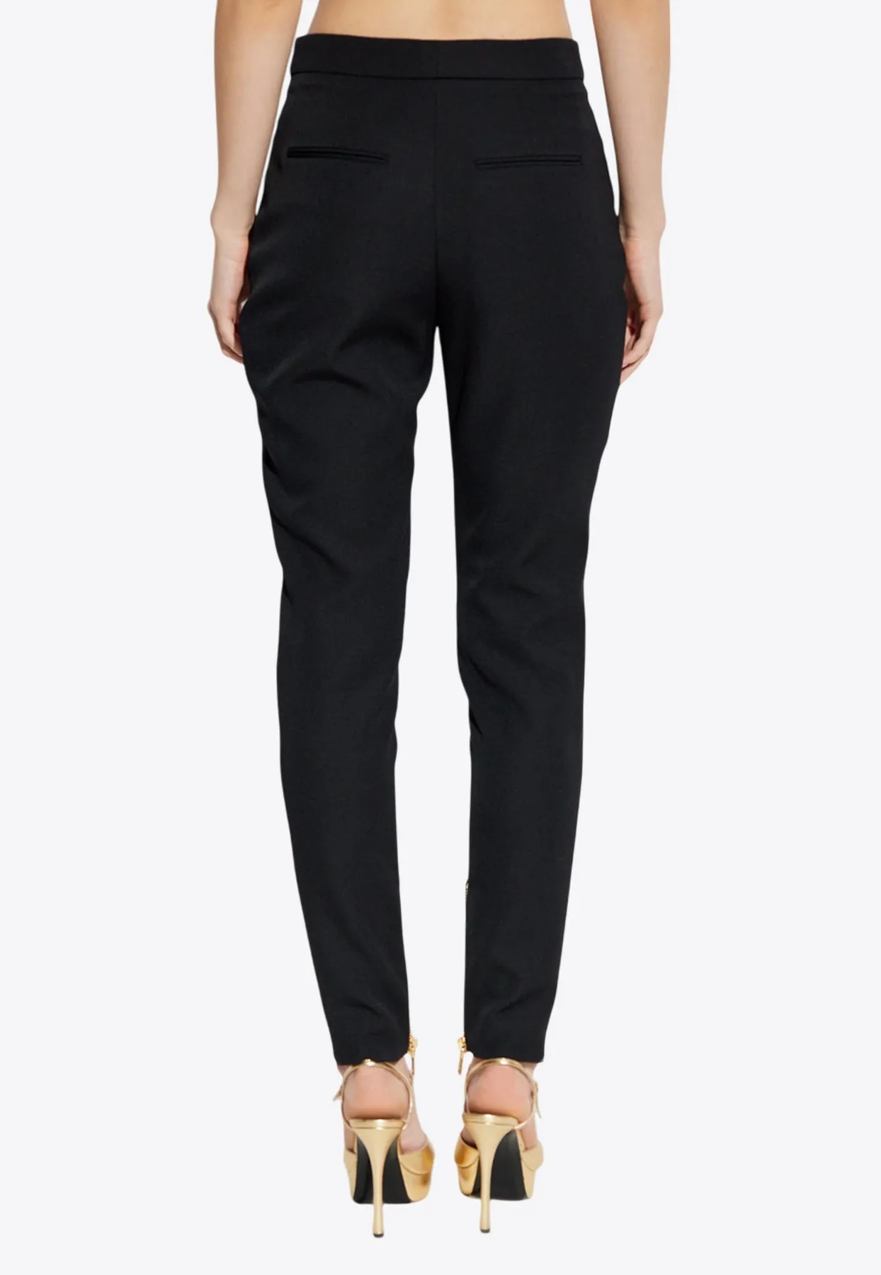 Zipped Slim-Fit Grain De Poudre Pants