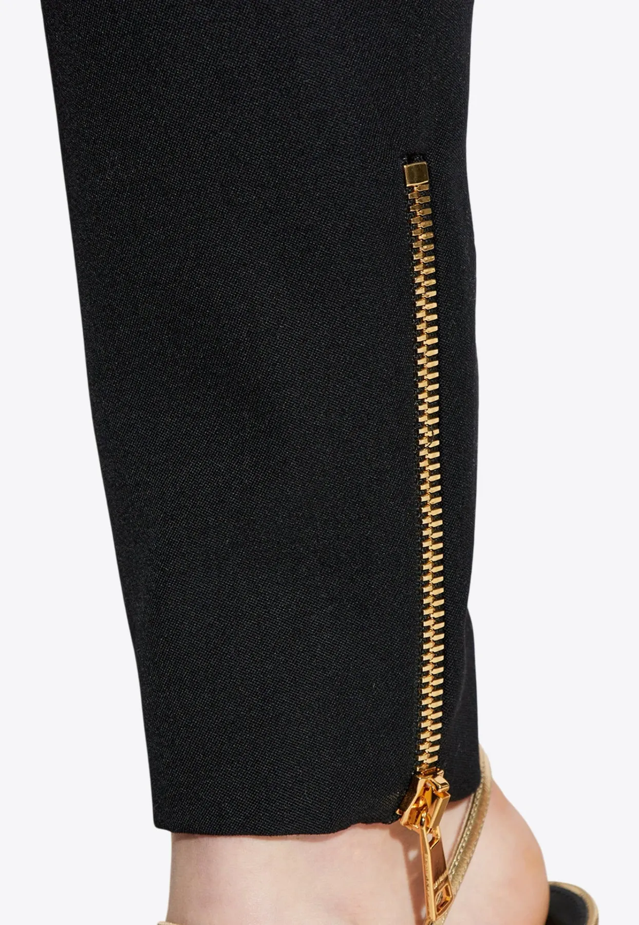 Zipped Slim-Fit Grain De Poudre Pants